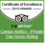 Logo of Antilco horsetrails as winner of tripadvisor excelence adward